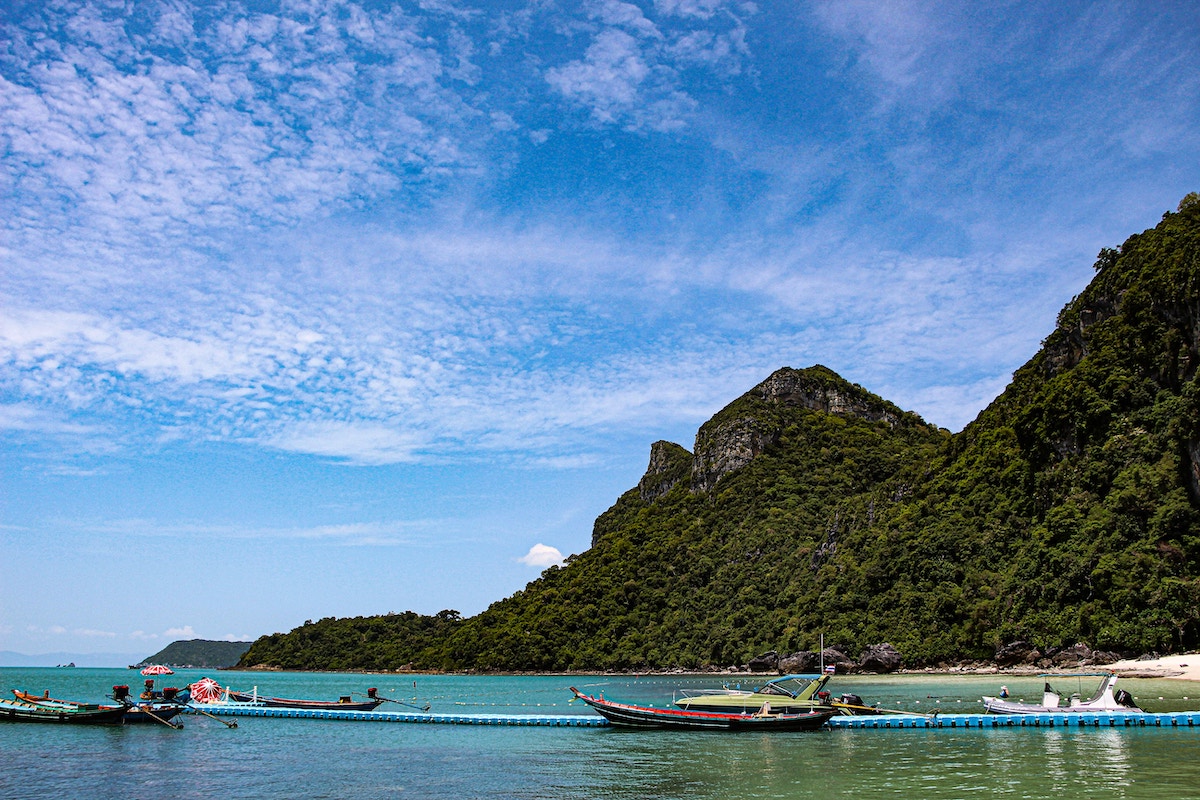 Boats moored in Ang Thong